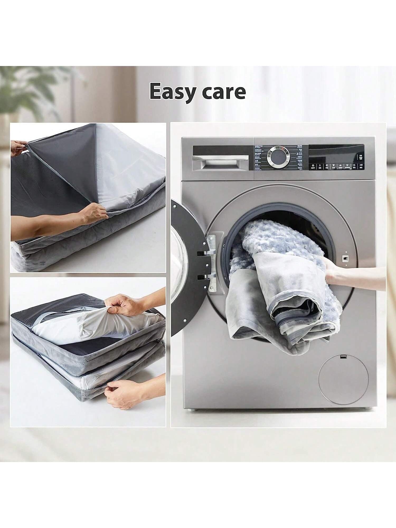 Cama Ortopédica para Perros Pequeños, Medianos, Grandes y Extragrandes, Sofá Cama en Forma de U con Espuma Perfilada Tipo Huevera, Bordes Elevados, Superficie de Felpa Ultrasuave y Funda Extraíble Lavable, Gris