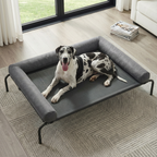 Cama Elevada para Perros con Cojines Suaves en 3 Lados, Cama Transpirable de Malla Textilene, Estructura Metálica Resistente, Fácil de Limpiar, para Perros Pequeños, Medianos y Grandes