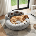 Cama para Perros, Sofá Acolchado con Respaldo y Bordes Elevados, Superficie de Felpa Ultrasuave, Colchón Suave y Cómodo, Gris