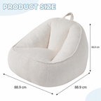 Sillón Puf de Pana Suave con Respaldo Alto y Asiento Envolvente, Sin Montaje, Portátil con Asa, para Toda la Familia