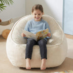 Sillón Puf de Pana Suave con Respaldo Alto y Asiento Envolvente, Sin Montaje, Portátil con Asa, para Toda la Familia