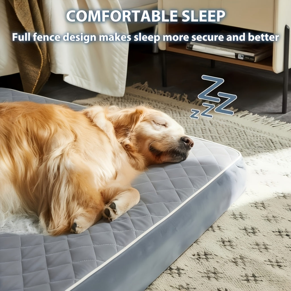 Cama para Perros Ortopédica y Lavable, Colchón Rectangular de Espuma de Alta Elasticidad con Superficie Suave Acolchada y Funda Extraíble, para Perros Pequeños, Medianos y Grandes, Gris