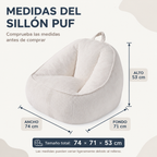 Sillón Puf de Pana Suave con Respaldo Alto y Asiento Envolvente, Sin Montaje, Portátil con Asa, para Toda la Familia