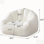 Sillón Puff para Adultos, Sofá Individual Tipo Concha con Relleno de Espuma de Recuperación, Tejido Suave y Respaldo Alto Envolvente, para Salón, Dormitorio, Lectura, Gaming y Relax