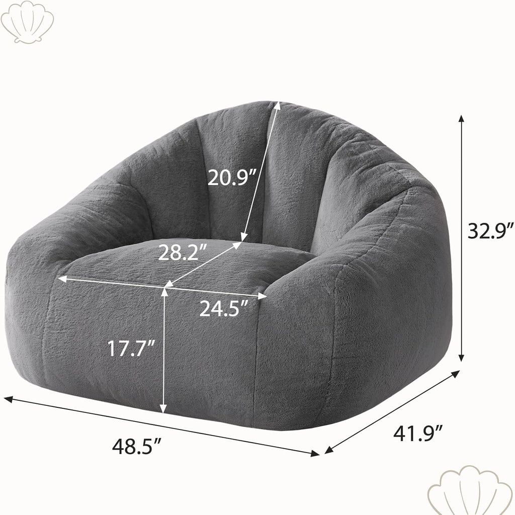 Sillón Puff para Adultos, Sofá Individual Tipo Concha con Relleno de Espuma de Recuperación, Tejido Suave y Respaldo Alto Envolvente, para Salón, Dormitorio, Lectura, Gaming y Relax