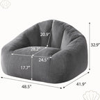 Sillón Puff para Adultos, Sofá Individual Tipo Concha con Relleno de Espuma de Recuperación, Tejido Suave y Respaldo Alto Envolvente, para Salón, Dormitorio, Lectura, Gaming y Relax