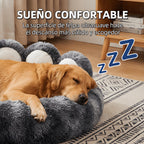 Cama para Perros, Sofá Acolchado con Respaldo y Bordes Elevados, Superficie de Felpa Ultrasuave, Colchón Suave y Cómodo, Gris