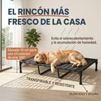 Cama Elevada para Perros de Exterior con Malla Teslin Transpirable, Soporte Central Reforzado según Talla, Patas Antideslizantes, Secado Rápido, para Perros Pequeños, Medianos y Grandes
