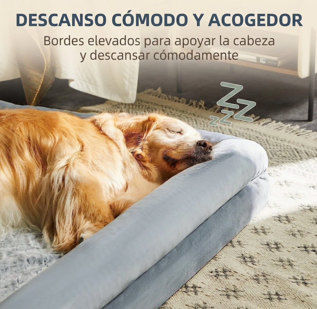 Cama para Perros con Bordes Acolchados Tipo Valla, Espuma de Confort Transpirable, Funda Extraíble y Lavable con Protección Interior, para Perros Pequeños, Medianos y Grandes