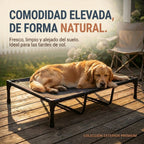 Cama Elevada para Perros de Exterior con Malla Teslin Transpirable, Soporte Central Reforzado según Talla, Patas Antideslizantes, Secado Rápido, para Perros Pequeños, Medianos y Grandes