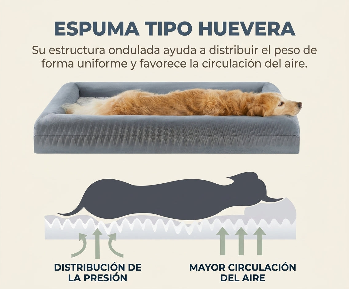 Cama para Perros con Bordes Acolchados Tipo Valla, Espuma de Confort Transpirable, Funda Extraíble y Lavable con Protección Interior, para Perros Pequeños, Medianos y Grandes