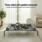 Cama Elevada para Perros con Cojines Suaves en 3 Lados, Cama Transpirable de Malla Textilene, Estructura Metálica Resistente, Fácil de Limpiar, para Perros Pequeños, Medianos y Grandes