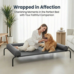 Cama Elevada para Perros con Cojines Suaves en 3 Lados, Cama Transpirable de Malla Textilene, Estructura Metálica Resistente, Fácil de Limpiar, para Perros Pequeños, Medianos y Grandes