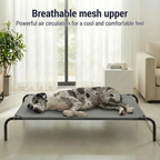 Cama Elevada para Perros, Estructura Metálica Resistente con Malla Textilene Transpirable, Hamaca Refrigerante Lavable para Interior y Exterior, Fácil de Limpiar, Gris