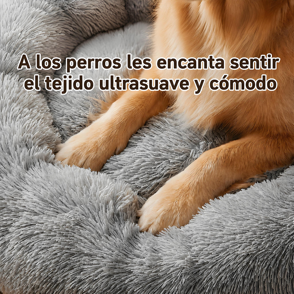 Cama para Perros, Sofá Acolchado con Respaldo y Bordes Elevados, Superficie de Felpa Ultrasuave, Colchón Suave y Cómodo, Gris