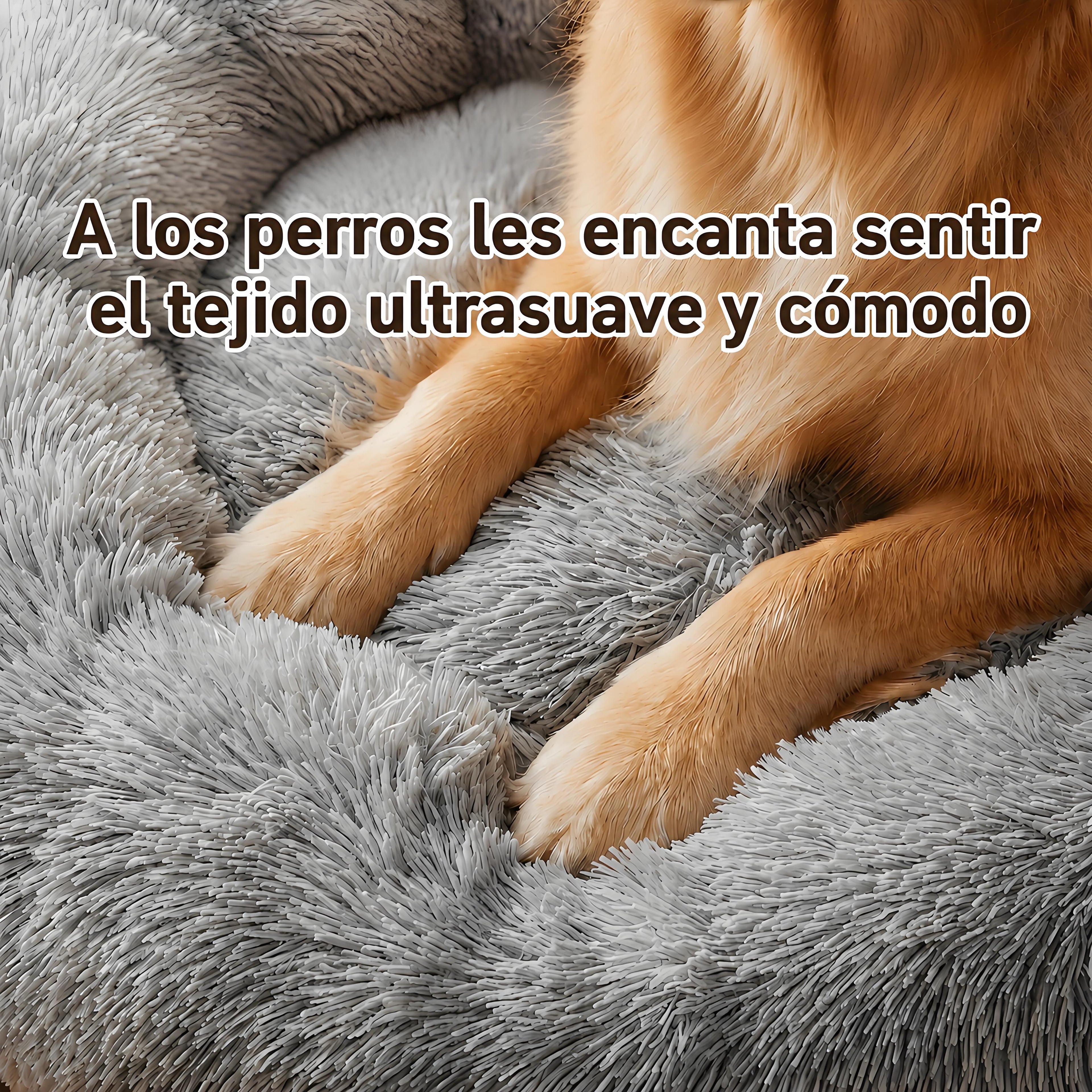 Cama para Perros, Sofá Acolchado con Respaldo y Bordes Elevados, Superficie de Felpa Ultrasuave, Colchón Suave y Cómodo, Gris