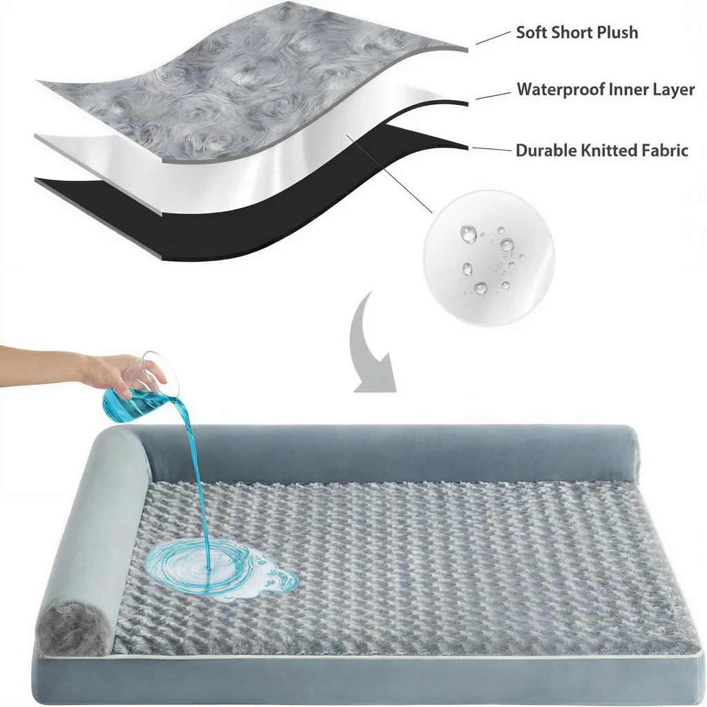Orthopedic Sofa Pet Bed for Large Dogs with Waterproof Lining, Nonskid Bottom, Removable Washable Cover, Joint Relief Comfort Dog Bed, Durable Pet Sofa Bed Gray