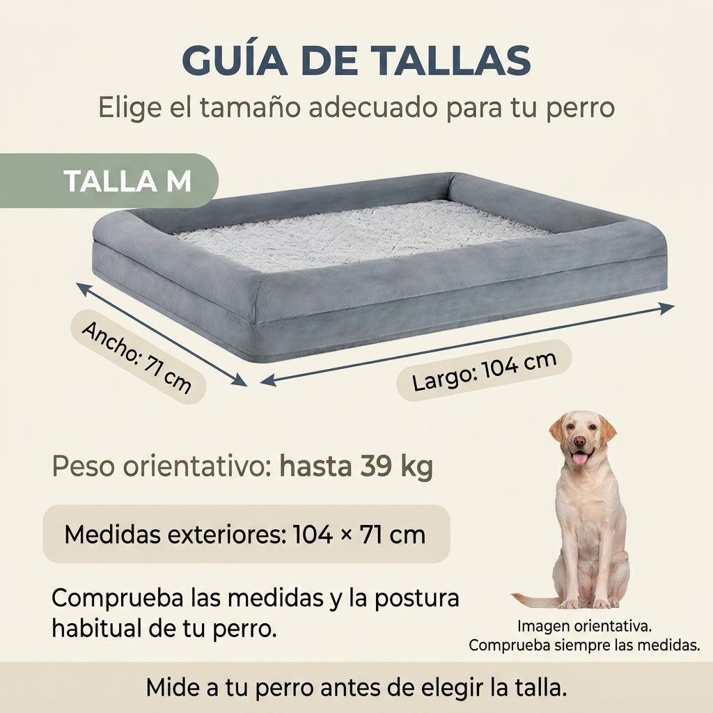 Cama para Perros con Bordes Acolchados Tipo Valla, Espuma de Confort Transpirable, Funda Extraíble y Lavable con Protección Interior, para Perros Pequeños, Medianos y Grandes