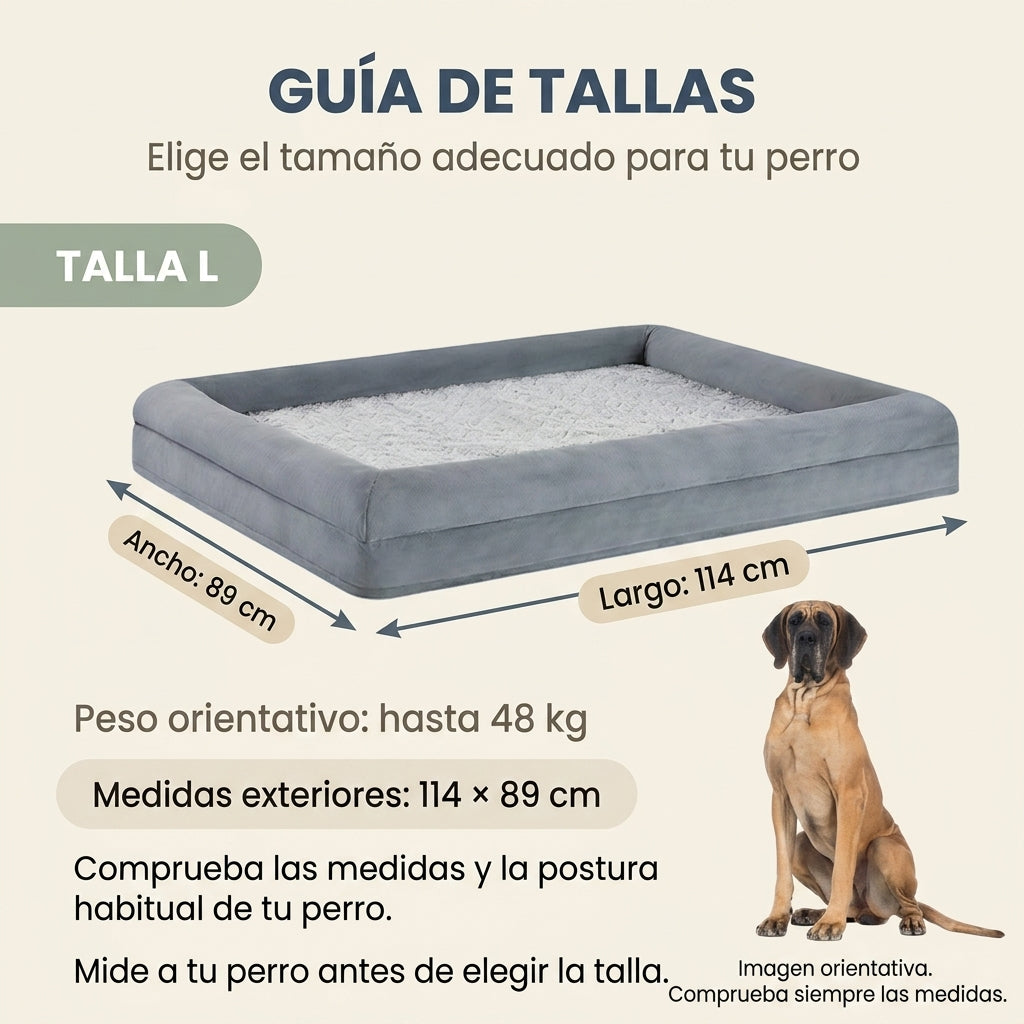 Cama para Perros con Bordes Acolchados Tipo Valla, Espuma de Confort Transpirable, Funda Extraíble y Lavable con Protección Interior, para Perros Pequeños, Medianos y Grandes