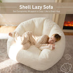 Sillón Puff para Adultos, Sofá Individual Tipo Concha con Relleno de Espuma de Recuperación, Tejido Suave y Respaldo Alto Envolvente, para Salón, Dormitorio, Lectura, Gaming y Relax