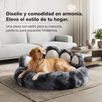 Cama para Perros, Sofá Acolchado con Respaldo y Bordes Elevados, Superficie de Felpa Ultrasuave, Colchón Suave y Cómodo, Gris