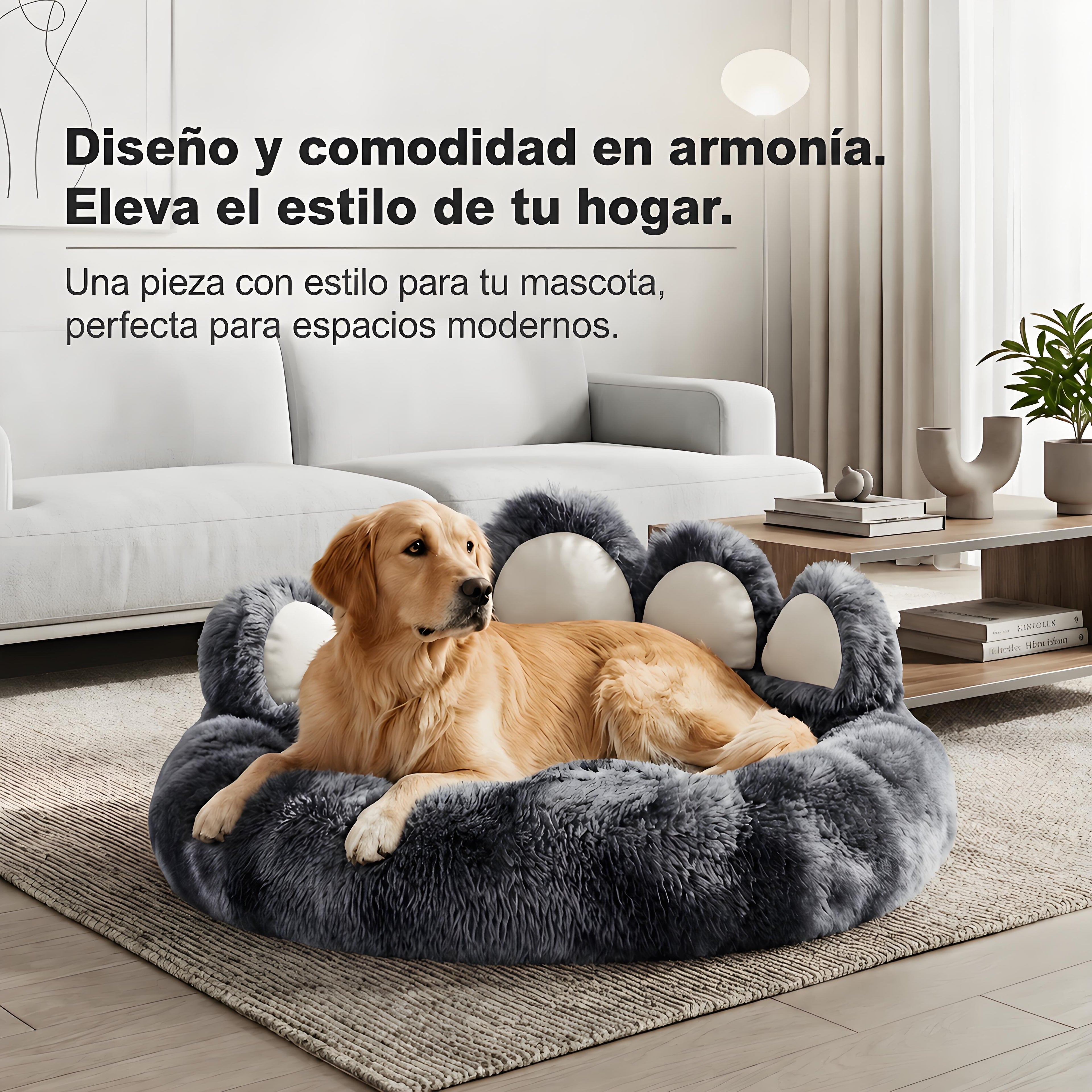 Cama para Perros, Sofá Acolchado con Respaldo y Bordes Elevados, Superficie de Felpa Ultrasuave, Colchón Suave y Cómodo, Gris