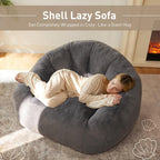 Sillón Puff para Adultos, Sofá Individual Tipo Concha con Relleno de Espuma de Recuperación, Tejido Suave y Respaldo Alto Envolvente, para Salón, Dormitorio, Lectura, Gaming y Relax