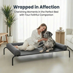 Cama Elevada para Perros con Cojines Suaves en 3 Lados, Cama Transpirable de Malla Textilene, Estructura Metálica Resistente, Fácil de Limpiar, para Perros Pequeños, Medianos y Grandes