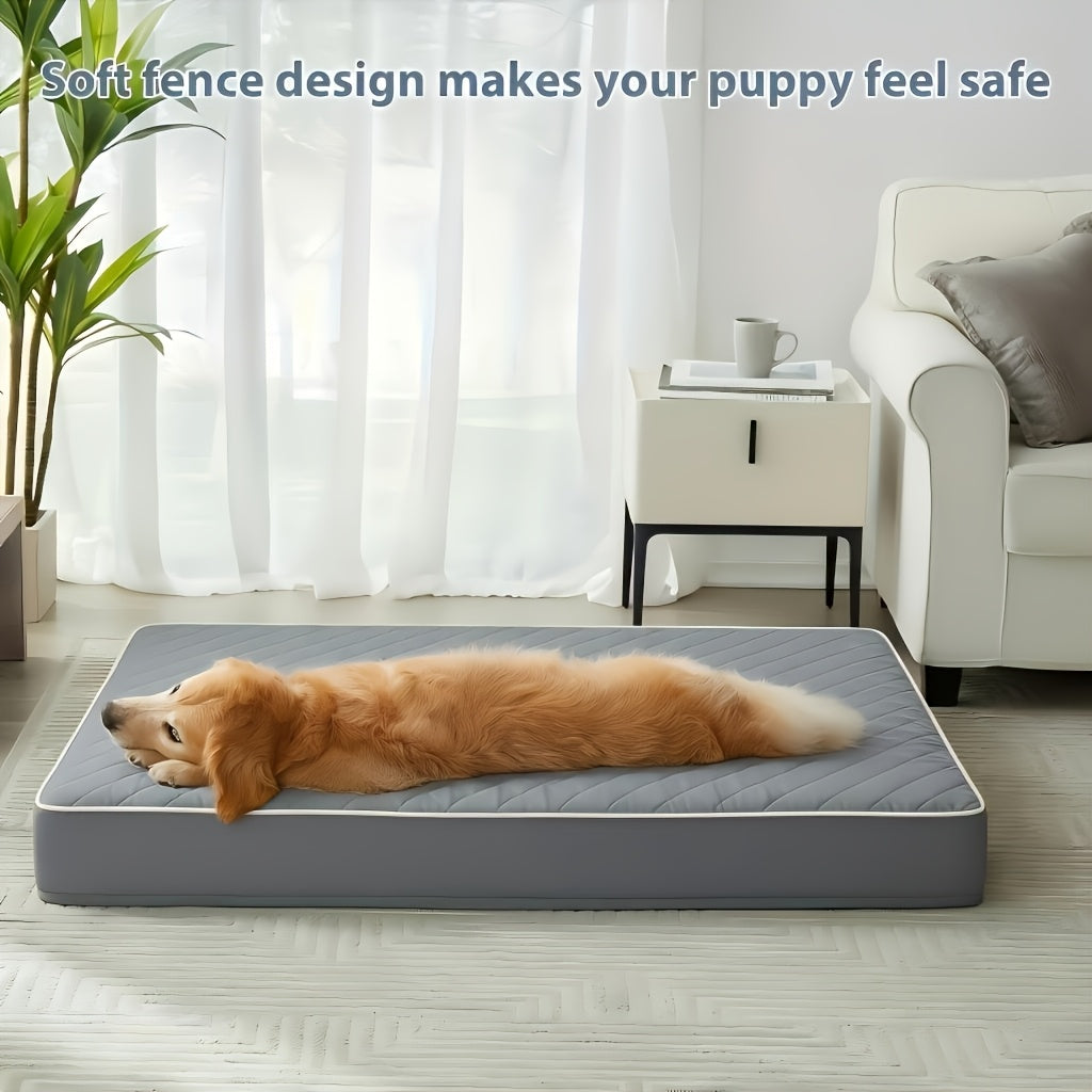 Cama para Perros Ortopédica y Lavable, Colchón Rectangular de Espuma de Alta Elasticidad con Superficie Suave Acolchada y Funda Extraíble, para Perros Pequeños, Medianos y Grandes, Gris