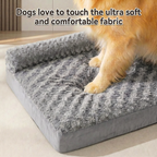 Cama Ortopédica  para Perros Grandes y Gigantes, Sofá Cama en L con Esponja de Alta Densidad, Funda Impermeable Extraíble y Lavable a Máquina, Superficie de Terciopelo Suave, 137 × 91 × 19 cm, Gris