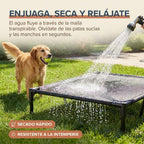 Cama Elevada para Perros de Exterior con Malla Teslin Transpirable, Soporte Central Reforzado según Talla, Patas Antideslizantes, Secado Rápido, para Perros Pequeños, Medianos y Grandes