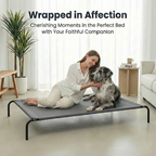 Cama Elevada para Perros, Estructura Metálica Resistente con Malla Textilene Transpirable, Hamaca Refrigerante Lavable para Interior y Exterior, Fácil de Limpiar, Gris
