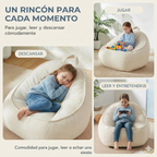 Sillón Puf de Pana Suave con Respaldo Alto y Asiento Envolvente, Sin Montaje, Portátil con Asa, para Toda la Familia