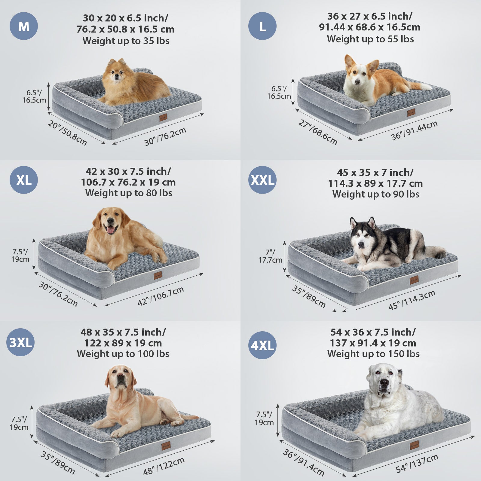 Orthopedic Sofa Pet Bed for Large Dogs with Waterproof Lining, Nonskid Bottom, Removable Washable Cover, Joint Relief Comfort Dog Bed, Durable Pet Sofa Bed Gray