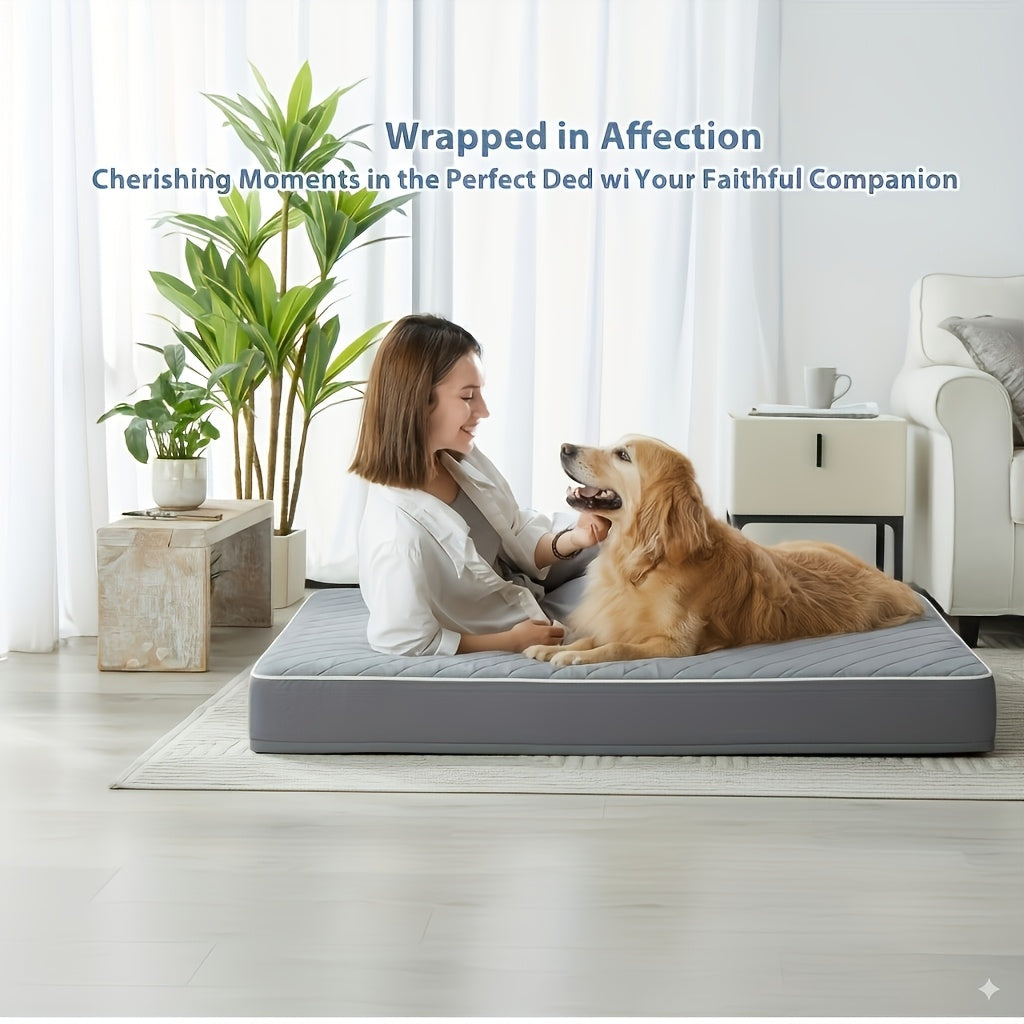 Cama para Perros Ortopédica y Lavable, Colchón Rectangular de Espuma de Alta Elasticidad con Superficie Suave Acolchada y Funda Extraíble, para Perros Pequeños, Medianos y Grandes, Gris