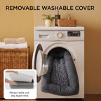 Cama Ortopédica  para Perros Grandes y Gigantes, Sofá Cama en L con Esponja de Alta Densidad, Funda Impermeable Extraíble y Lavable a Máquina, Superficie de Terciopelo Suave, 137 × 91 × 19 cm, Gris
