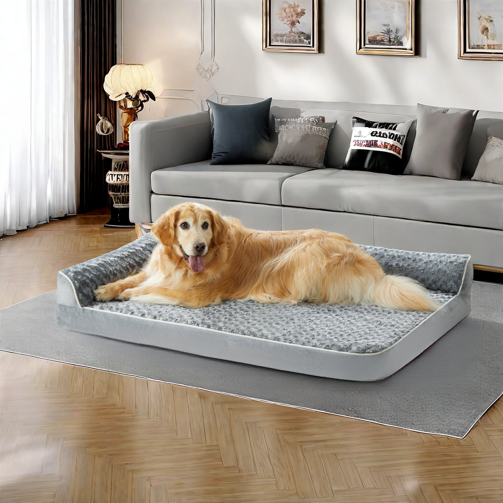 Orthopedic Sofa Pet Bed for Large Dogs with Waterproof Lining, Nonskid Bottom, Removable Washable Cover, Joint Relief Comfort Dog Bed, Durable Pet Sofa Bed Gray