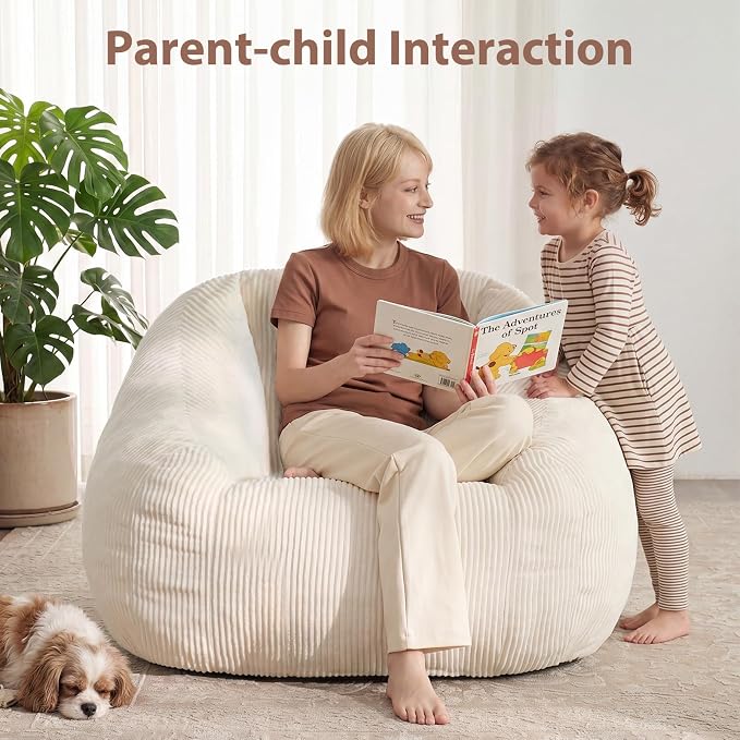 HUGHEAVEN Bean Bag Chairs, Comfy Reading Chair for Living Room, Bedroom.