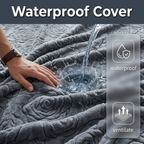 Cama Ortopédica  para Perros Grandes y Gigantes, Sofá Cama en L con Esponja de Alta Densidad, Funda Impermeable Extraíble y Lavable a Máquina, Superficie de Terciopelo Suave, 137 × 91 × 19 cm, Gris