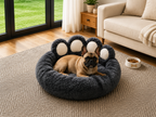 Cama para Perros, Sofá Acolchado con Respaldo y Bordes Elevados, Superficie de Felpa Ultrasuave, Colchón Suave y Cómodo, Gris