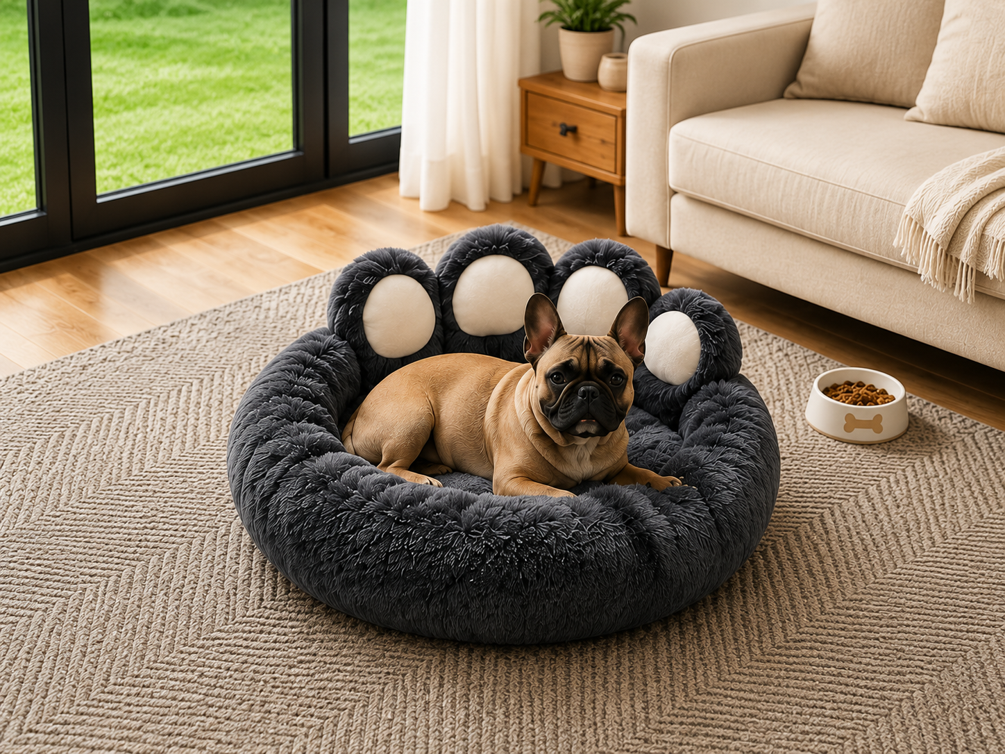 Cama para Perros, Sofá Acolchado con Respaldo y Bordes Elevados, Superficie de Felpa Ultrasuave, Colchón Suave y Cómodo, Gris