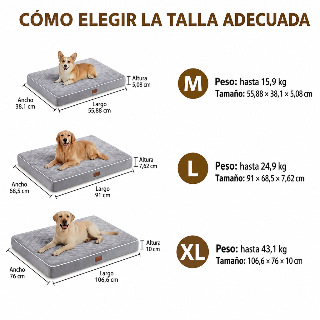 Cama para Perros Ortopédica y Lavable, Colchón Rectangular de Espuma de Alta Elasticidad con Superficie Suave Acolchada y Funda Extraíble, para Perros Pequeños, Medianos y Grandes, Gris