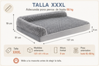 Cama Ortopédica  para Perros Grandes y Gigantes, Sofá Cama en L con Esponja de Alta Densidad, Funda Impermeable Extraíble y Lavable a Máquina, Superficie de Terciopelo Suave, 137 × 91 × 19 cm, Gris