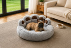 Cama para Perros, Sofá Acolchado con Respaldo y Bordes Elevados, Superficie de Felpa Ultrasuave, Colchón Suave y Cómodo, Gris